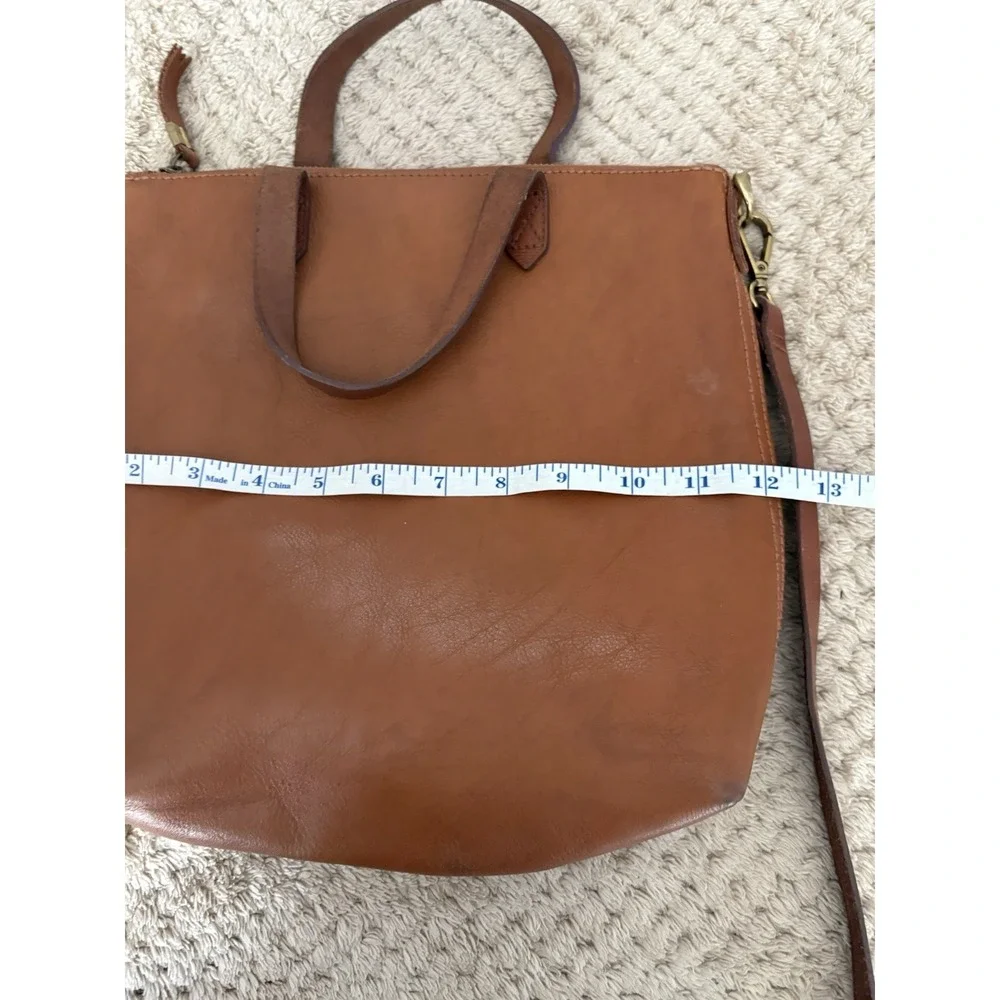 Madewell the Zip Top Transport Tote Bag Small Crossbody in Brown English Leather